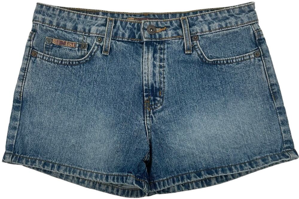 VTG y2k Women's Mid Rise L.E.I. Medium Wash Blue Denim Cheeky Jean Shorts Sz 6 - Picture 1 of 6